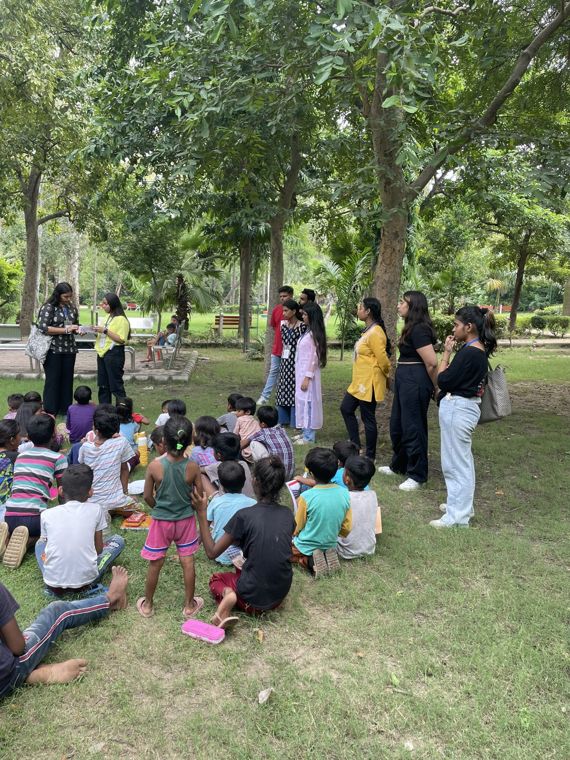 Children playing during a community drive